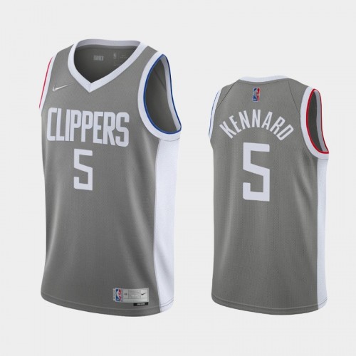 Men's Los Angeles Clippers #5 Luke Kennard 2021 Earned Gray Jersey