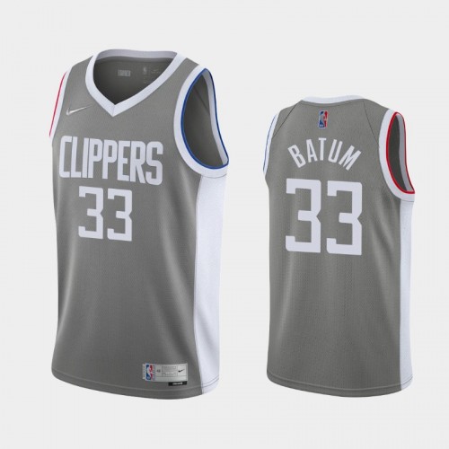 Men's Los Angeles Clippers #33 Nicolas Batum 2021 Earned Gray Jersey