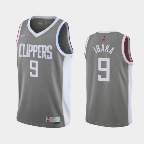 Men's Los Angeles Clippers #9 Serge Ibaka 2021 Earned Gray Jersey