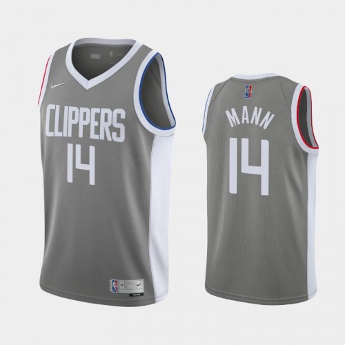 Men's Los Angeles Clippers #14 Terance Mann 2021 Earned Gray Jersey