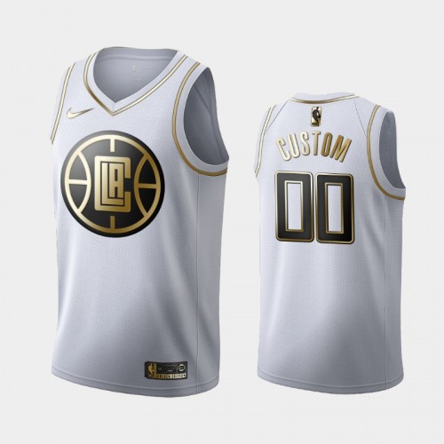 Men's Los Angeles Clippers #00 Custom White Golden Edition Jersey