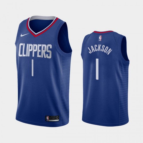 Men's Los Angeles Clippers #1 Reggie Jackson 2019-20 Icon Blue Jersey