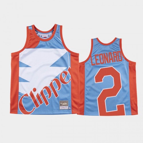 Los Angeles Clippers #2 Kawhi Leonard Blue Big Face Jersey - Hardwood Classics