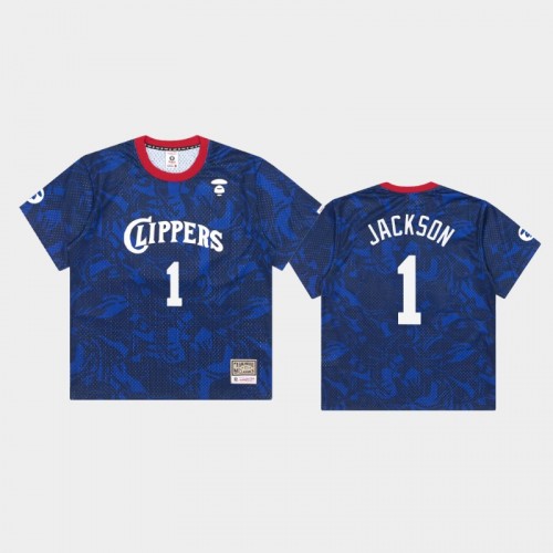 Men's Los Angeles Clippers #1 Reggie Jackson Royal Aape Jersey