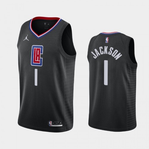 Men's Los Angeles Clippers #1 Reggie Jackson 2020-21 Statement Black Jersey
