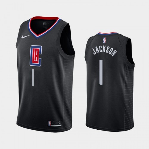 Men's Los Angeles Clippers #1 Reggie Jackson 2019-20 Statement Black Jersey