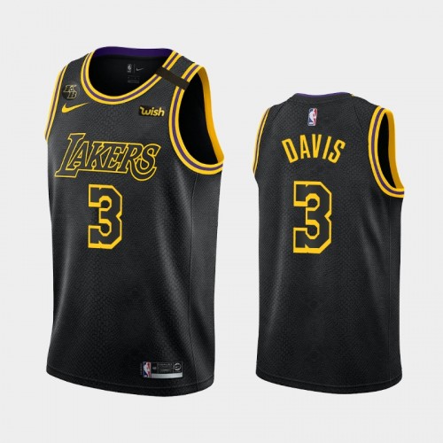 Men Los Angeles Lakers Anthony Davis City Black Mamba Orlando Playoffs Black Jersey