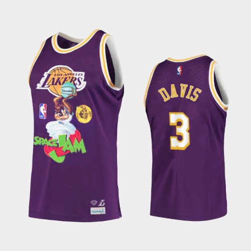 Limited Los Angeles Lakers #3 Anthony Davis Purple Diamond Supply Co. x Space Jam x NBA Jersey
