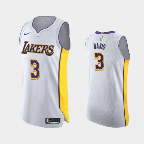 Men's Los Angeles Lakers Anthony Davis #3 Association Authentic White Jersey