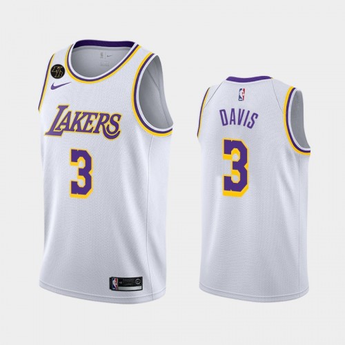 Men's Los Angeles Lakers #3 Anthony Davis 2020 Association Remember Kobe Bryant White Jersey