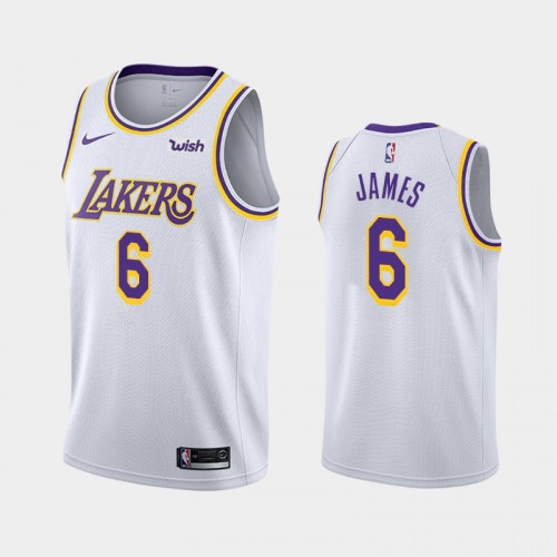LeBron James Men #6 Association Edition Change Number White Jersey