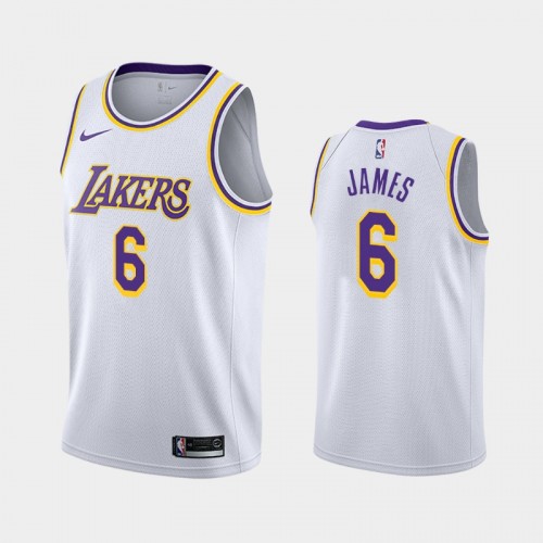 Men Los Angeles Lakers LeBron James #6 2021-22 Association Trade Numbers White Jersey