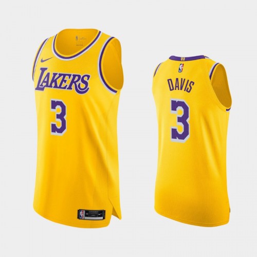 Los Angeles Lakers Anthony Davis Men's #3 Authentic Icon Edition Gold Jersey