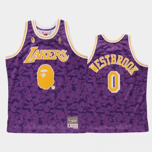 Los Angeles Lakers Russell Westbrook Men #0 BAPE X Mitchell Ness Purple HWC Limited Jersey