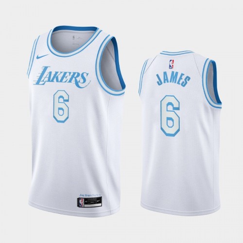 LeBron James Men #6 City Edition Change Number White Jersey