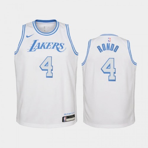 Los Angeles Lakers Rajon Rondo Youth #4 City Edition White 2021 Returns Jersey