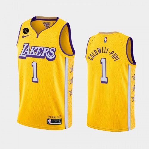 Men's Los Angeles Lakers #1 Kentavious Caldwell-Pope 2020 City Remember Kobe Bryant Yellow Jersey