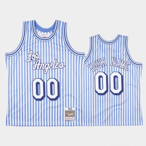 Los Angeles Lakers #00 Custom Striped Blue Jersey