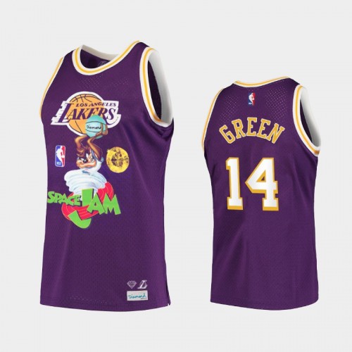 Limited Los Angeles Lakers #14 Danny Green Purple Diamond Supply Co. x Space Jam x NBA Jersey