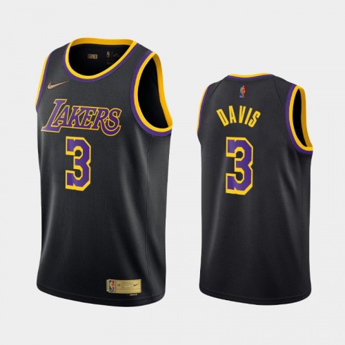 Men's Los Angeles Lakers #3 Anthony Davis 2021 Earned Black Jersey