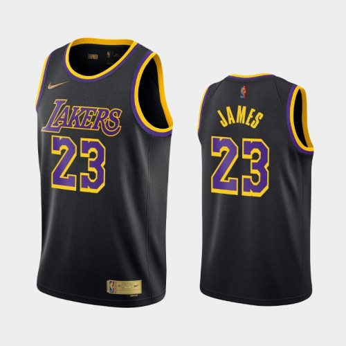 Men's Los Angeles Lakers #23 LeBron James 2021 Earned Black Jersey