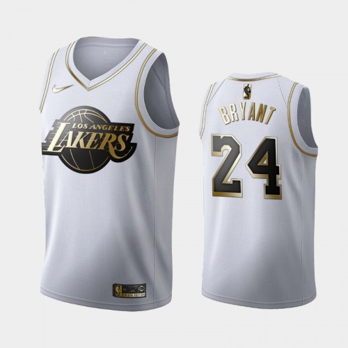 Men's Los Angeles Lakers #24 Kobe Bryant White Golden Edition Jersey