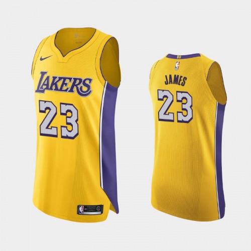 Men's Los Angeles Lakers LeBron James #23 Icon Authentic Yellow Jersey