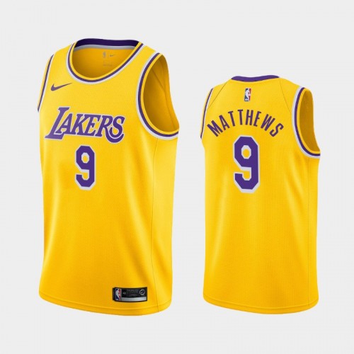 Men's Los Angeles Lakers Wesley Matthews #9 2020-21 Icon Yellow Jersey