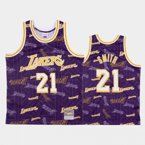 J.R. Smith Los Angeles Lakers #21 Purple Tear Up Pack Hardwood Classics Jersey