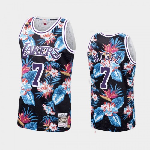Men's Los Angeles Lakers #7 JaVale McGee Floral Fashion Hardwood Classics Black Jersey