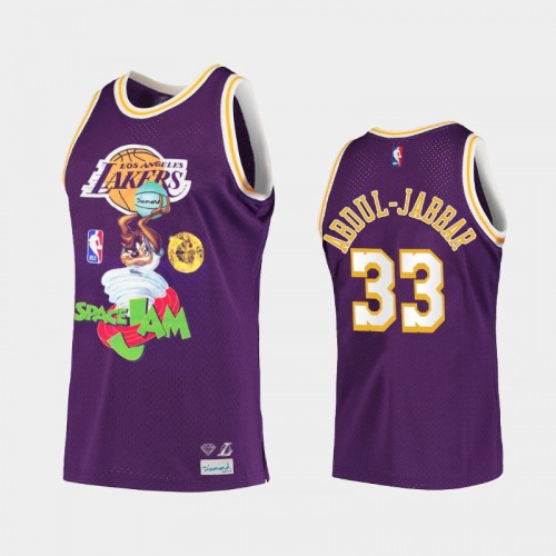 Limited Los Angeles Lakers #33 Kareem Abdul-Jabbar Purple Diamond Supply Co. x Space Jam x NBA Jersey