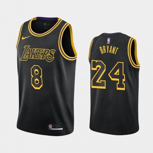 Men's Los Angeles Lakers Kobe Bryant Black Mamba Mamba Week Dual Number Black Jersey