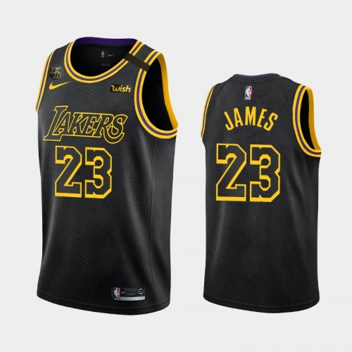 Men Los Angeles Lakers LeBron James City Black Mamba Orlando Playoffs Black Jersey