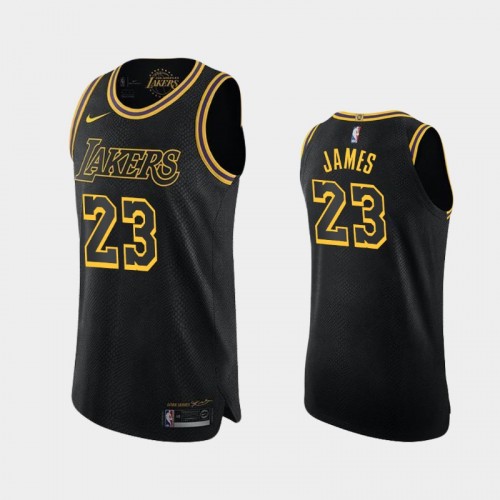 Men's Los Angeles Lakers LeBron James City Honors Kobe Authentic Black Jersey