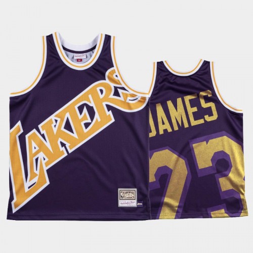 Los Angeles Lakers #23 LeBron James Purple Big Face Jersey - HWC