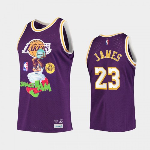 Limited Los Angeles Lakers #23 LeBron James Purple Diamond Supply Co. x Space Jam x NBA Jersey