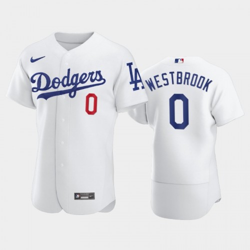Los Angeles Lakers Russell Westbrook Men #0 MLB Dodgers White Authentic Baseball Jersey