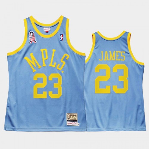 Men Los Angeles Lakers #23 LeBron James Blue 2002 Minneapolis 5x championship Jersey - MPLS Throwback