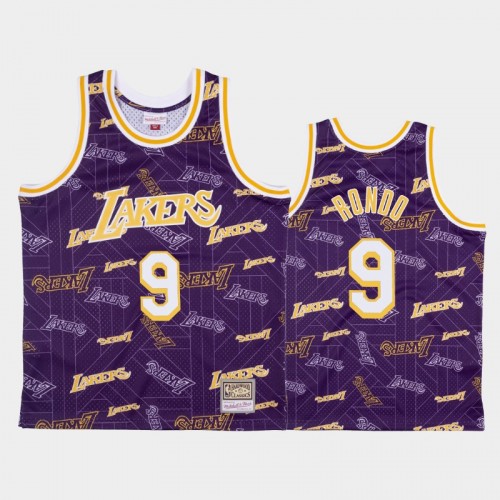 Rajon Rondo Los Angeles Lakers #9 Purple Tear Up Pack Hardwood Classics Jersey
