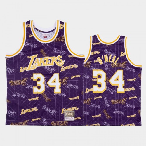 Shaquille O'Neal Los Angeles Lakers #34 Purple Tear Up Pack Hardwood Classics Jersey