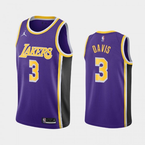 Men's Los Angeles Lakers #3 Anthony Davis 2020-21 Statement Purple Jersey