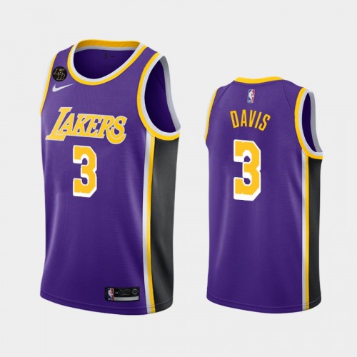 Men's Los Angeles Lakers #3 Anthony Davis 2020 Statement Remember Kobe Bryant Purple Jersey