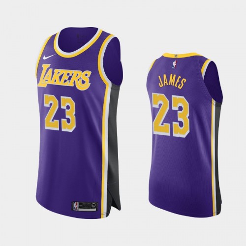 Men's Los Angeles Lakers LeBron James #23 Statement Authentic Purple Jersey