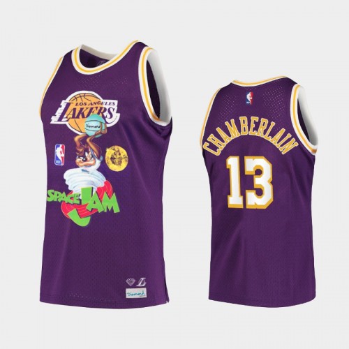 Limited Los Angeles Lakers #13 Wilt Chamberlain Purple Diamond Supply Co. x Space Jam x NBA Jersey