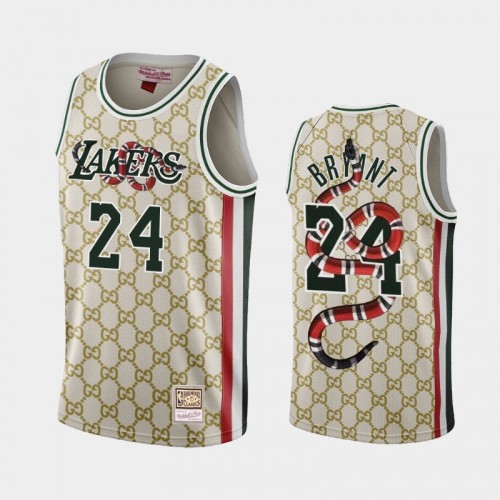 Men's Los Angeles Lakers X Gucci Kobe Bryant Mamba Mentality Hardwood Classics Gold Jersey