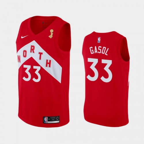 Men's Toronto Raptors #33 Marc Gasol 2019 NBA Finals Champions Earned Red Jersey
