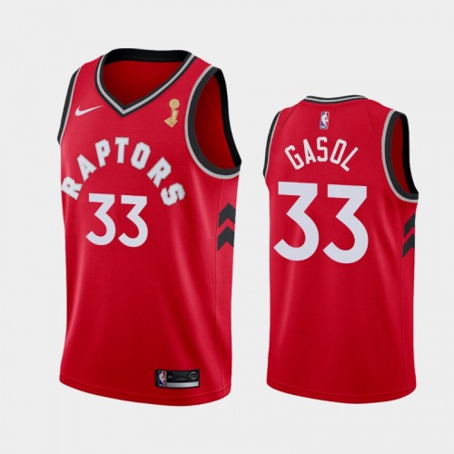 Men's Toronto Raptors #33 Marc Gasol 2019 NBA Finals Champions Icon Red Jersey