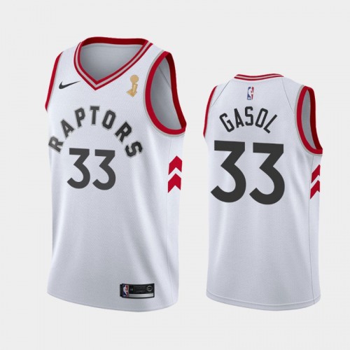 Men's Toronto Raptors #33 Marc Gasol 2019 NBA Finals Champions Association White Jersey