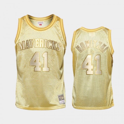 Limited Gold Dallas Mavericks #41 Dirk Nowitzki Midas SM Jersey