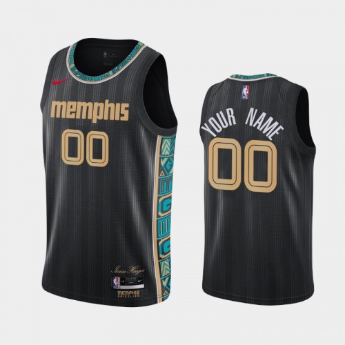 Men's Memphis Grizzlies #00 Custom 2020-21 City Black Jersey